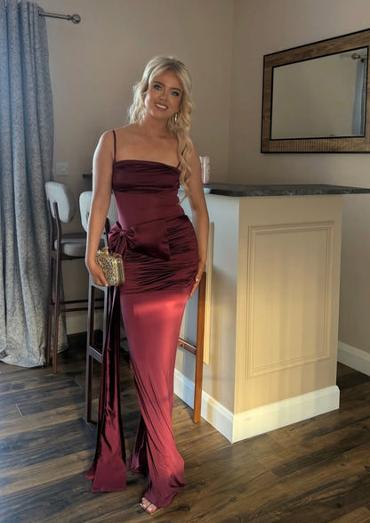 Robe de bal bustier violette en satin avec appliques, robe de soirée formelle J9413
