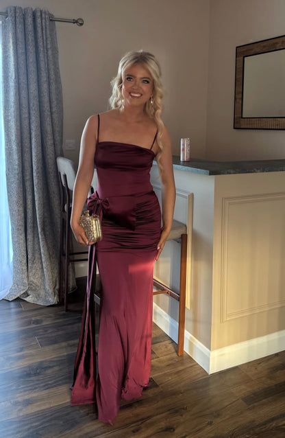 Robe de bal bustier violette en satin avec appliques, robe de soirée formelle J9413
