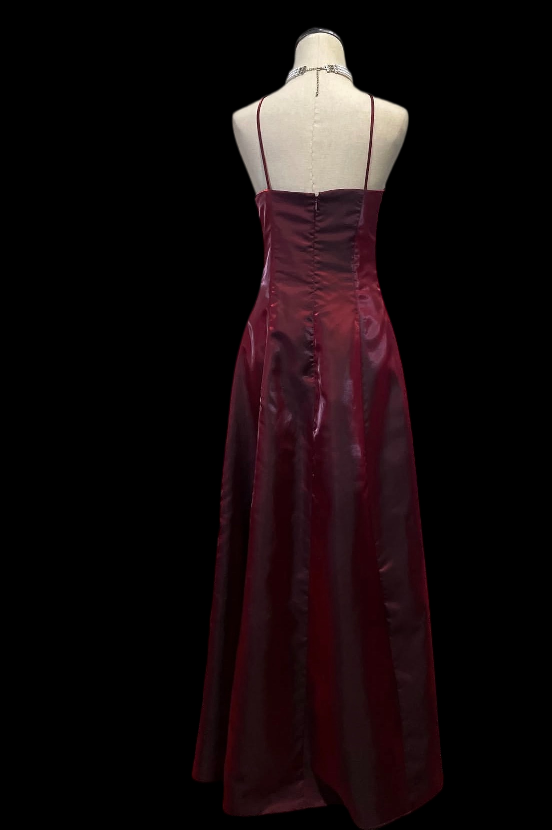 Spaghetti Straps Burgundy Retro Prom Dress Formal Evening Gown  J12066
