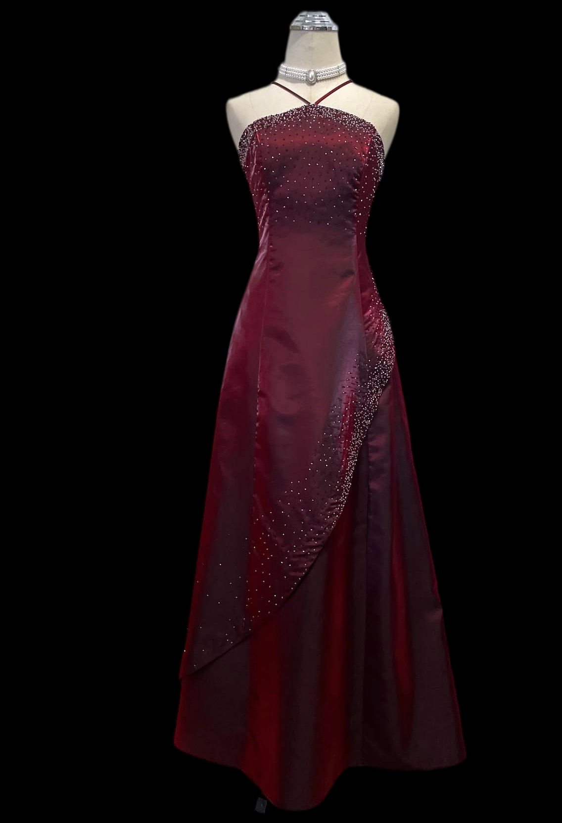 Spaghetti Straps Burgundy Retro Prom Dress Formal Evening Gown  J12066