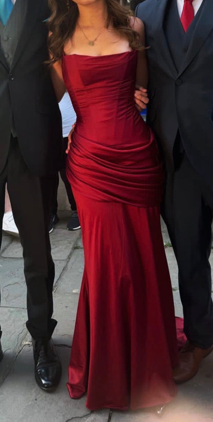 Robe de bal bustier violette en satin avec appliques, robe de soirée formelle J9413
