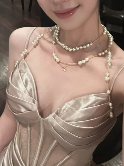Robe de bal bustier violette en satin avec appliques, robe de soirée formelle J9413