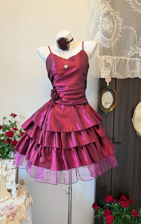 Trägerloses silbernes Vintage-Abendkleid, A-Linie, Geburtstagskleid J9370