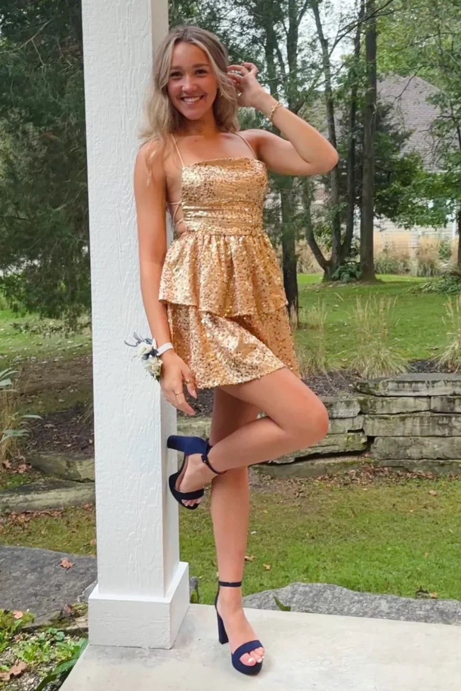 Trägerloses silbernes Vintage-Abendkleid, A-Linie, Geburtstagskleid J9370