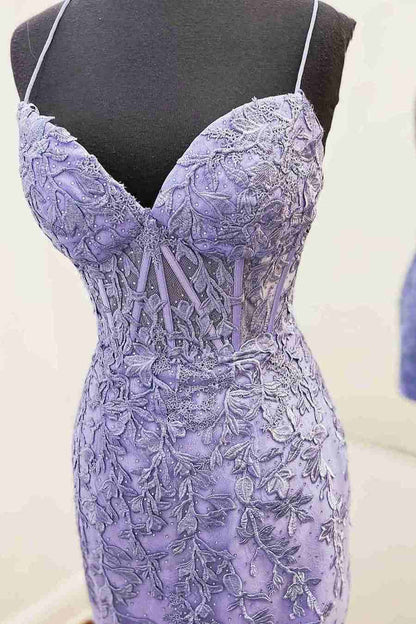 Robe de bal bustier violette en satin avec appliques, robe de soirée formelle J9413
