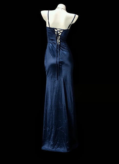 Trägerloses silbernes Vintage-Abendkleid, A-Linie, Geburtstagskleid J9370