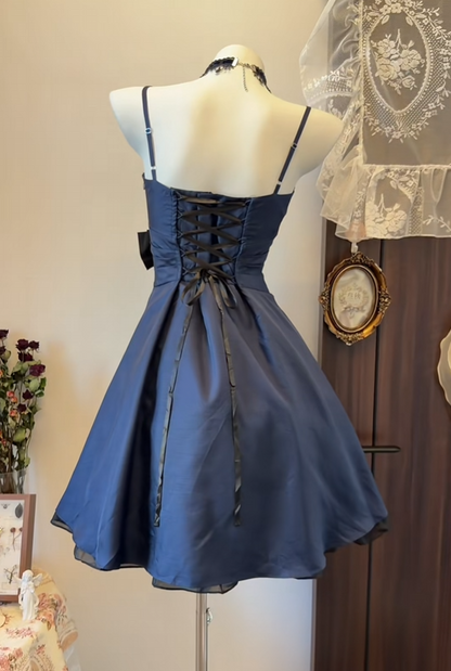 Trägerloses silbernes Vintage-Abendkleid, A-Linie, Geburtstagskleid J9370