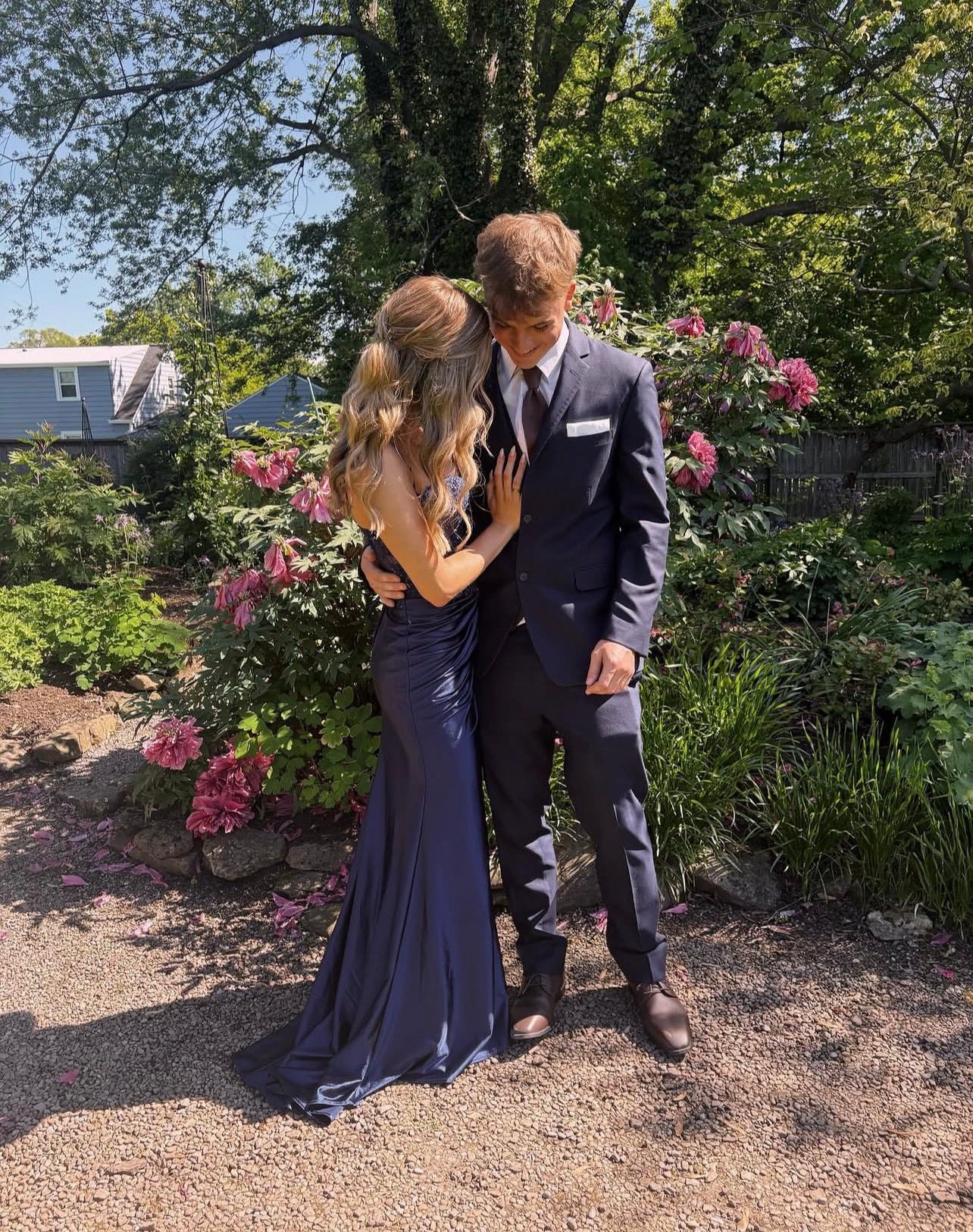 Spaghetti Straps Navy Blue Satin Prom Mermaid Evening Dress J10733