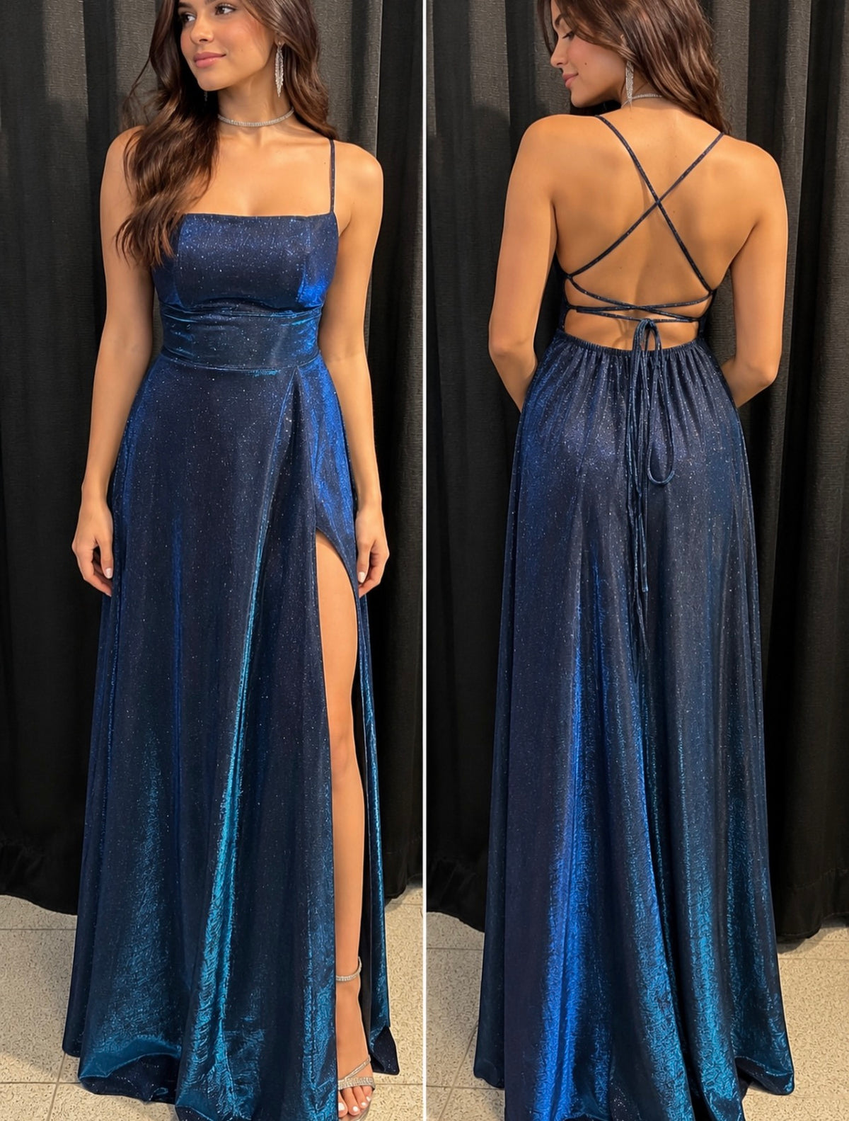 Trägerloses silbernes Vintage-Abendkleid, A-Linie, Geburtstagskleid J9370