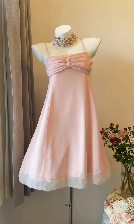 Spaghetti Straps Pink Chiffon A Line Homecoming Dress  J11722