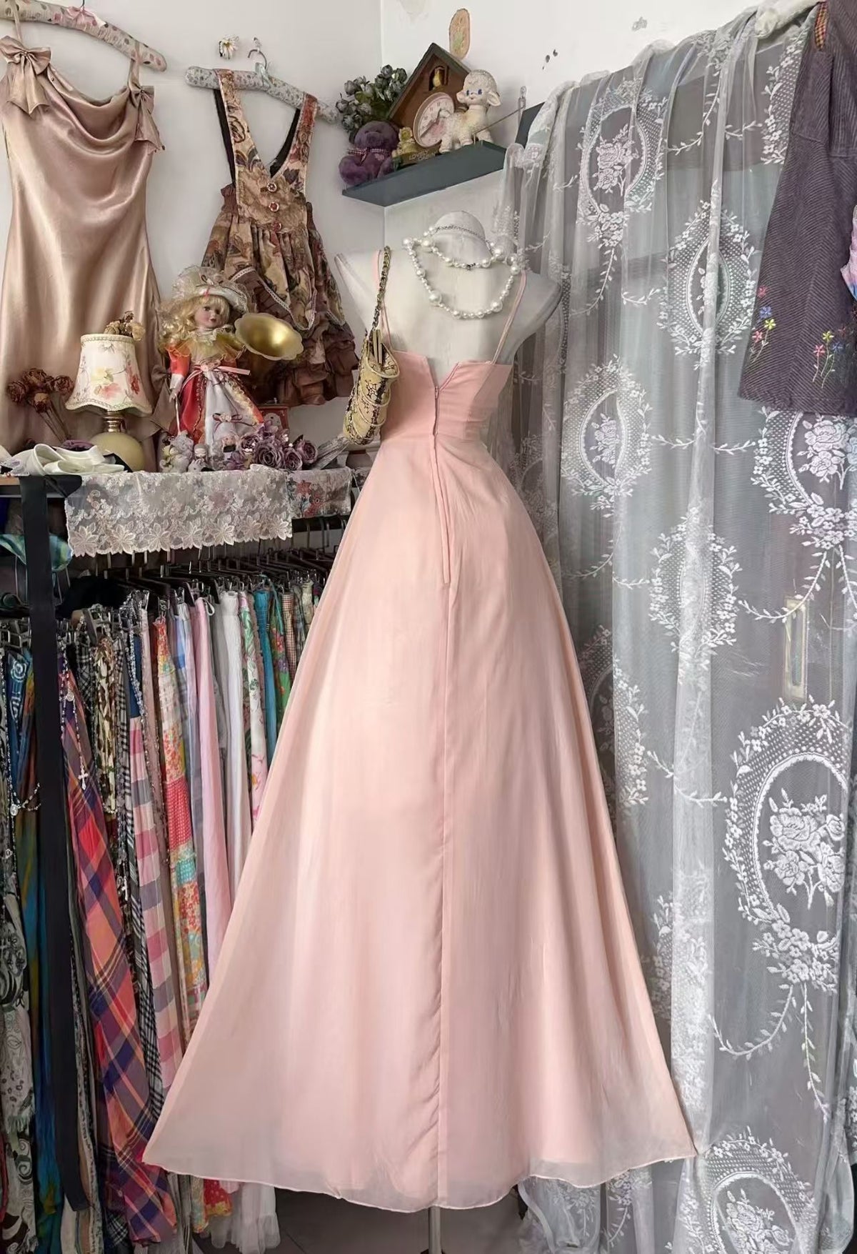 Trägerloses silbernes Vintage-Abendkleid, A-Linie, Geburtstagskleid J9370