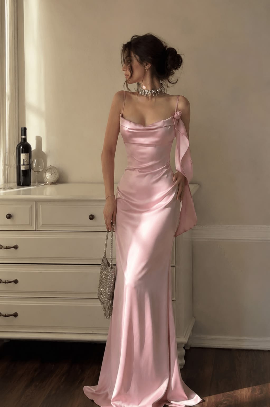 Robe de bal bustier violette en satin avec appliques, robe de soirée formelle J9413