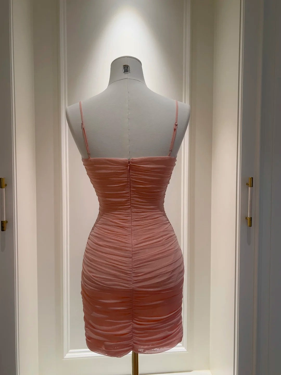 Spaghetti Straps Pink Sheath Homecoming Dress  J10275