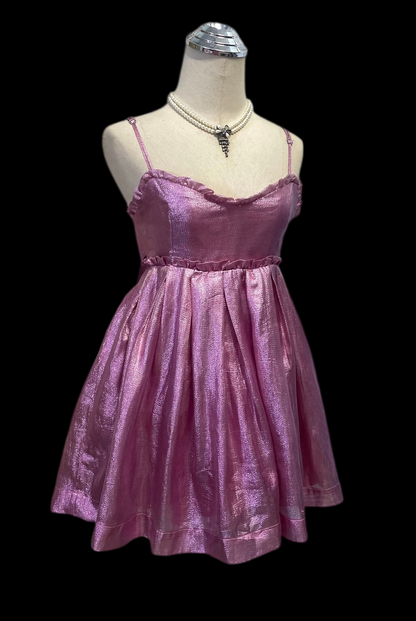 Spaghetti Straps Pink Short Birthday Dress Homecoming Dress  J12064