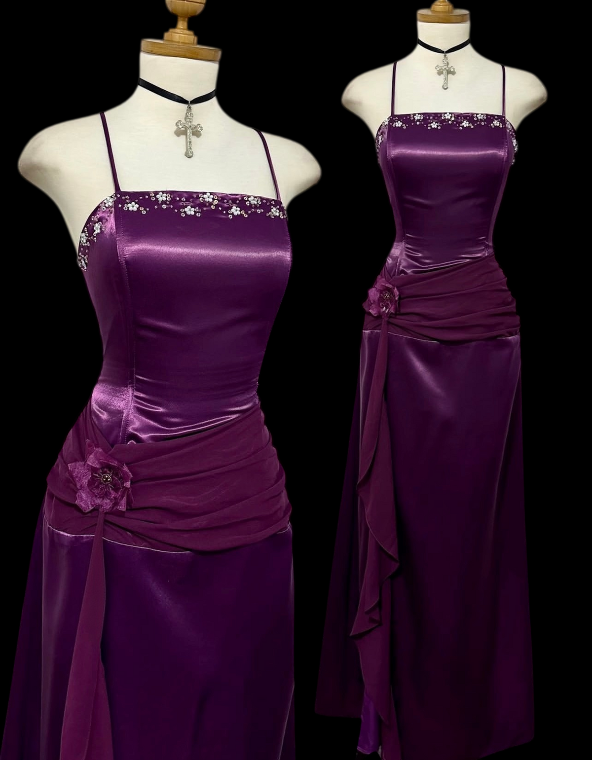 Trägerloses silbernes Vintage-Abendkleid, A-Linie, Geburtstagskleid J9370