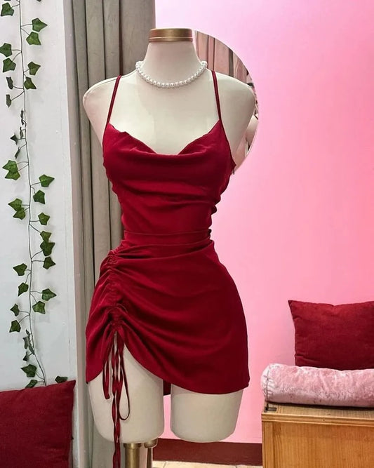 Spaghetti Straps Red Sheath Homecoming Dress Sexy Birthday Dress  J11548