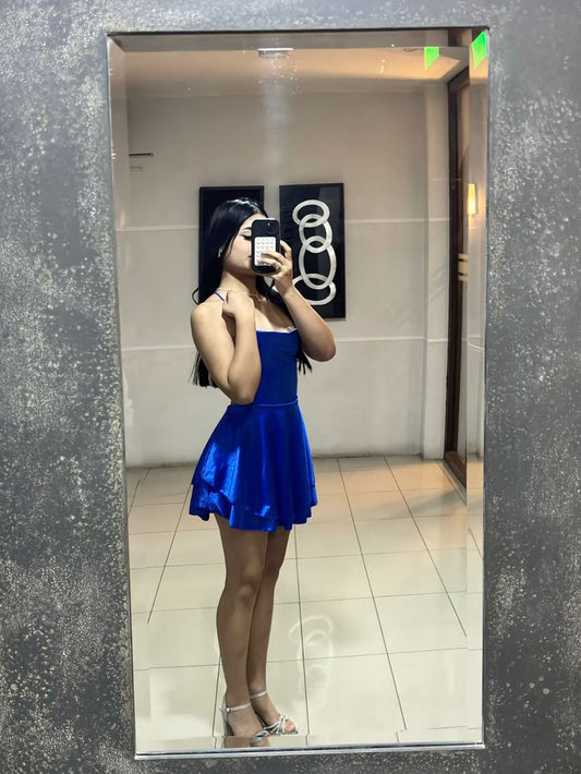 Spaghetti Straps Royal Blue Homecoming Dress Short Party Dress  J11153