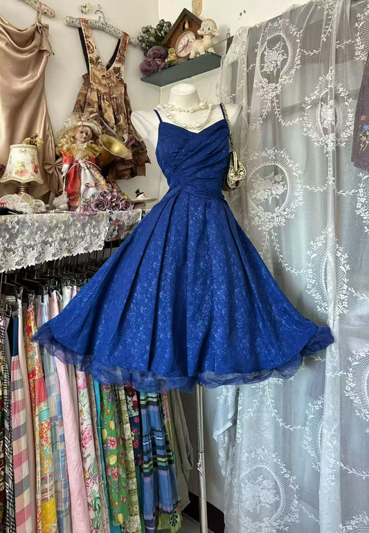 Spaghetti Straps Royal Blue Short Homecoming Dress  J11009