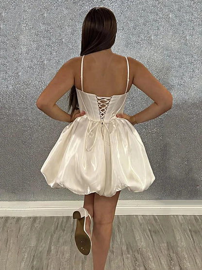 Trägerloses silbernes Vintage-Abendkleid, A-Linie, Geburtstagskleid J9370