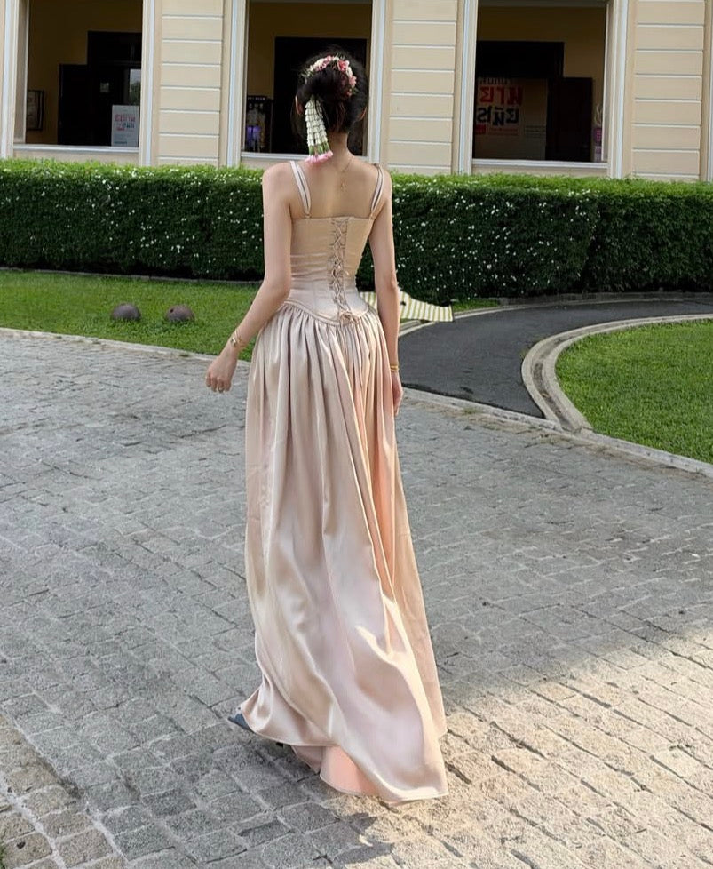 Spaghetti Straps Satin Wedding Guest Dress Bridesmaid Dress  J12098
