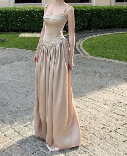 Spaghetti Straps Satin Wedding Guest Dress Bridesmaid Dress  J12098