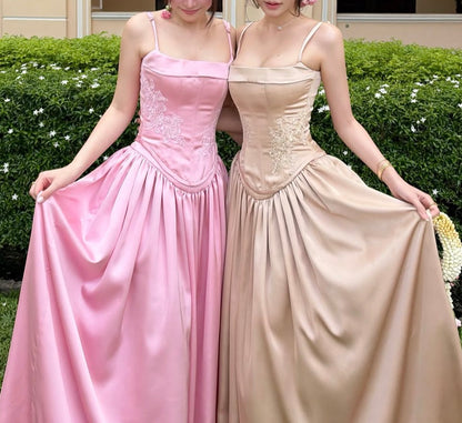 Spaghetti Straps Satin Wedding Guest Dress Bridesmaid Dress  J12098