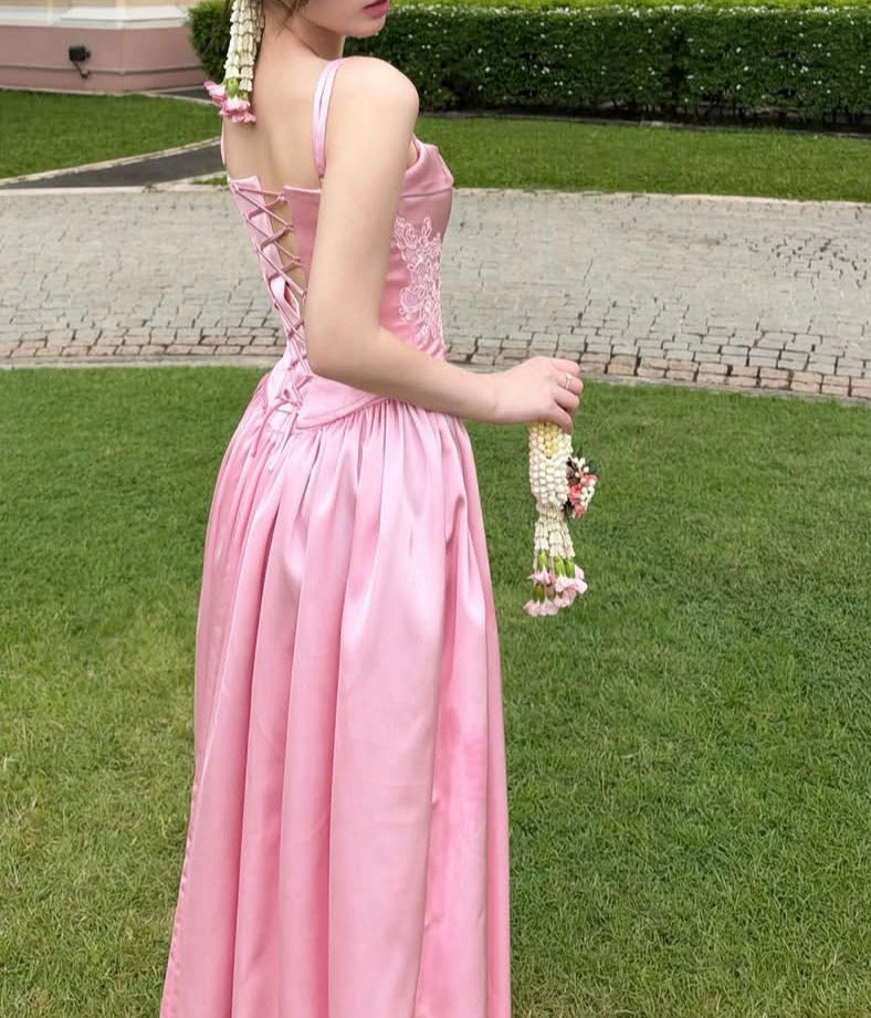 Spaghetti Straps Satin Wedding Guest Dress Bridesmaid Dress  J12098