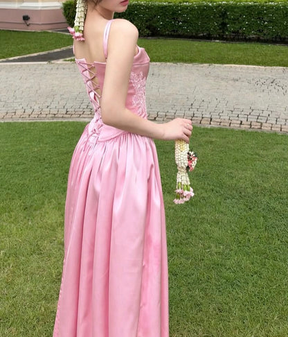 Spaghetti Straps Satin Wedding Guest Dress Bridesmaid Dress  J12098