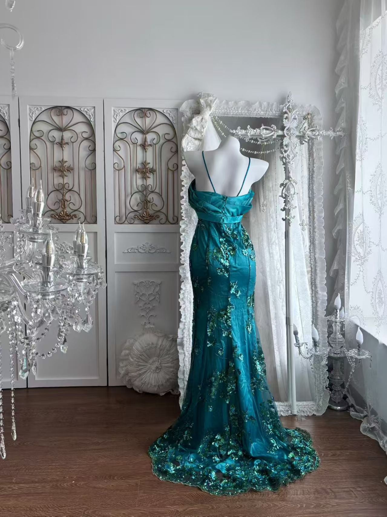 Robe de bal bustier violette en satin avec appliques, robe de soirée formelle J9413