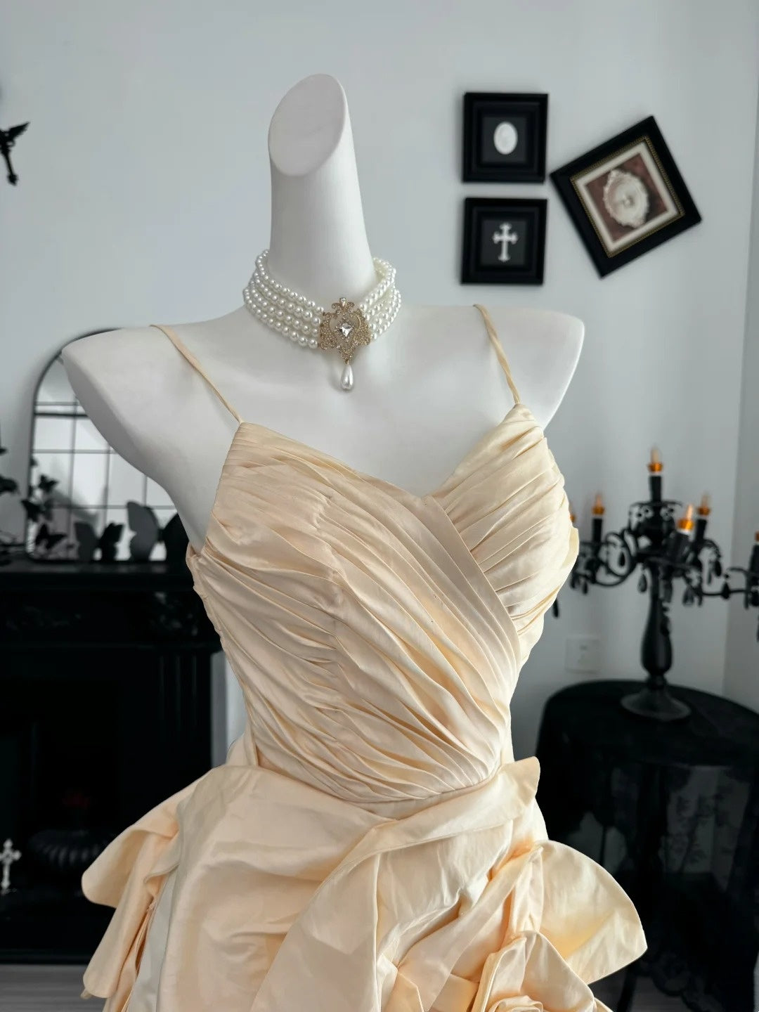 Robe de bal bustier violette en satin avec appliques, robe de soirée formelle J9413