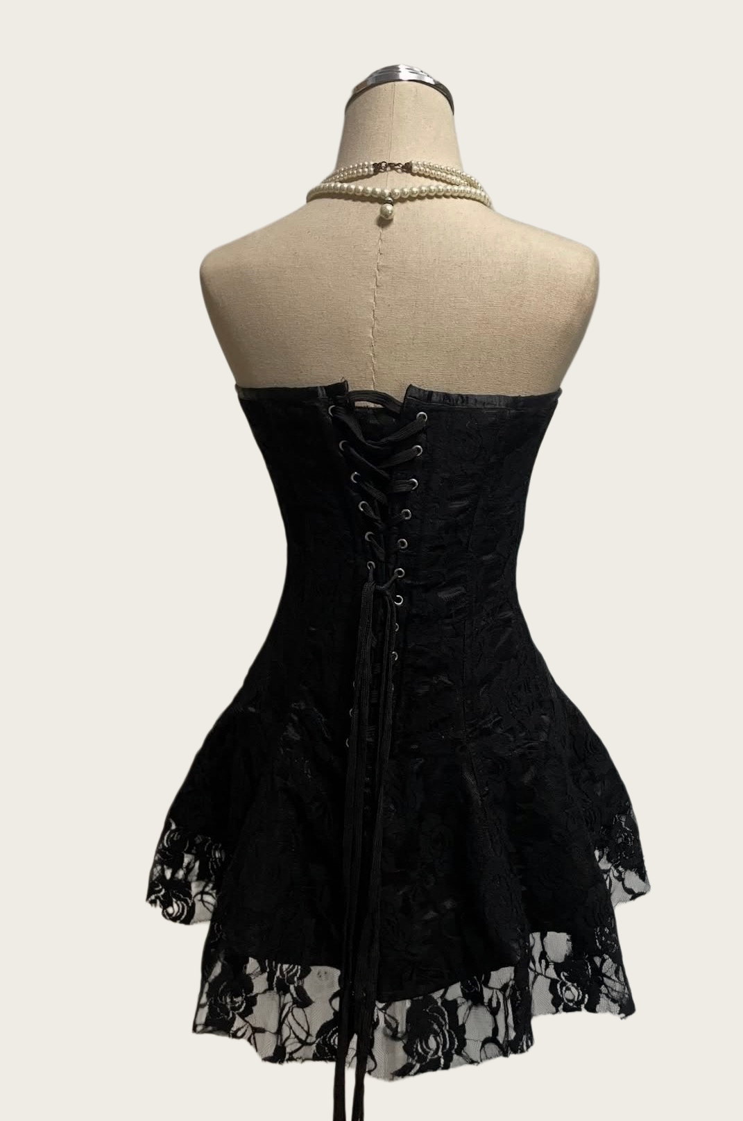 Strapless A Line Black Lace Birthday Dress Retro Homecoming Dress  J10422