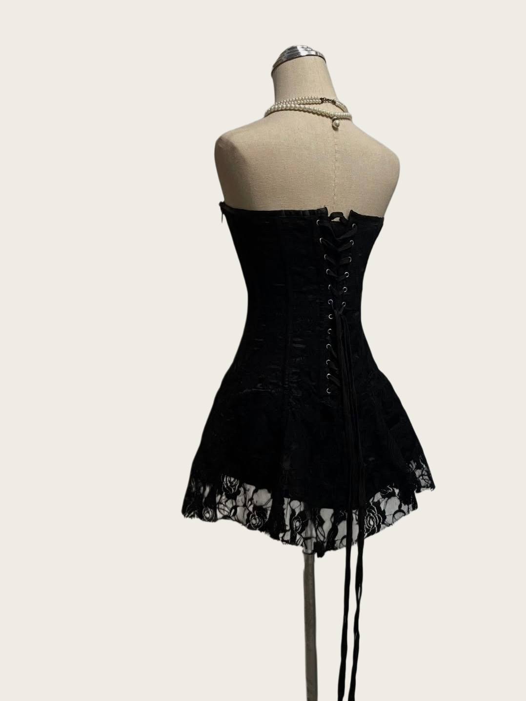 Strapless A Line Black Lace Birthday Dress Retro Homecoming Dress  J10422