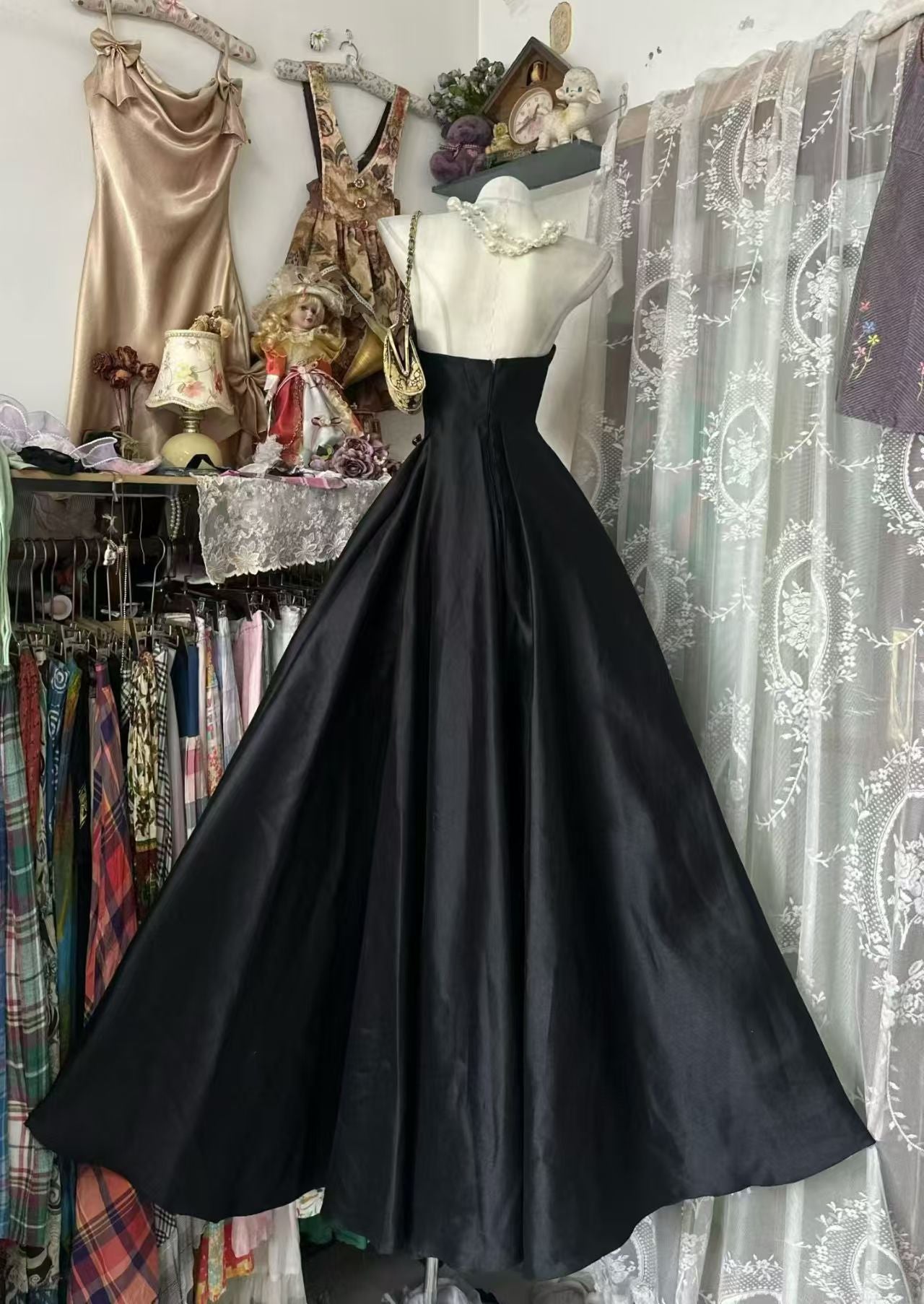 Strapless A Line Black Prom Dress Formal Evening Dress J10525