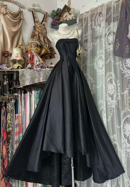 Strapless A Line Black Prom Dress Formal Evening Dress J10525