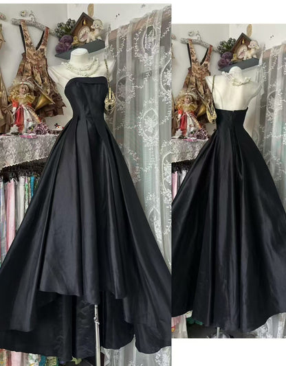 Strapless A Line Black Prom Dress Formal Evening Dress J10525