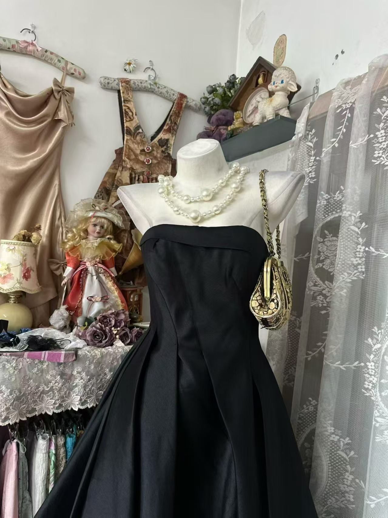 Strapless A Line Black Prom Dress Formal Evening Dress J10525