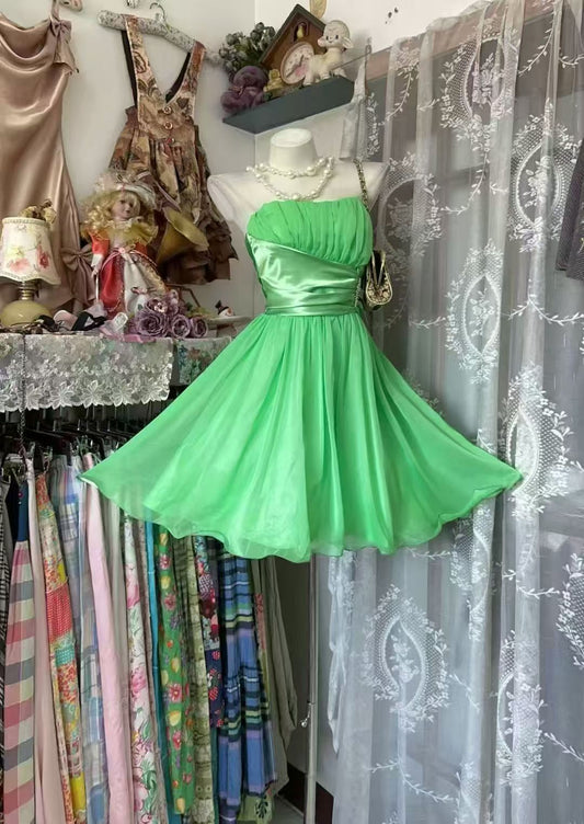 Strapless A Line Green Homecoming Dress Short Party Dress  J10852