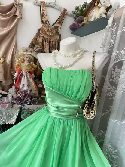 Strapless A Line Green Homecoming Dress Short Party Dress  J10852