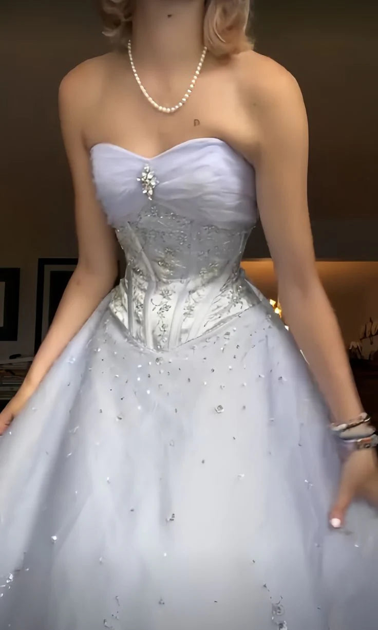 Strapless A Line Lilac Tulle Prom Dress Princess Birthday Dress  J10038