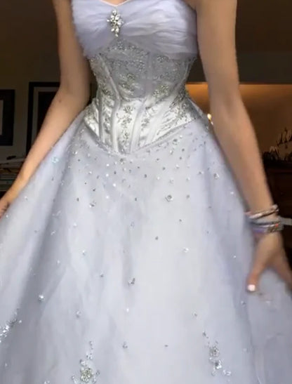 Strapless A Line Lilac Tulle Prom Dress Princess Birthday Dress  J10038