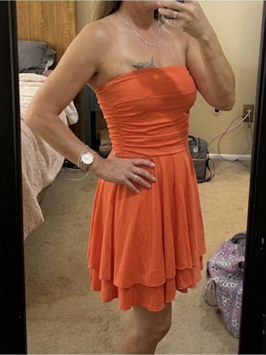 Strapless A Line Orange Short Homecoming Dress  J11182