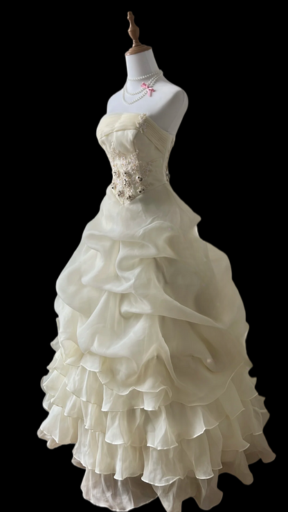 Robe de bal bustier violette en satin avec appliques, robe de soirée formelle J9413