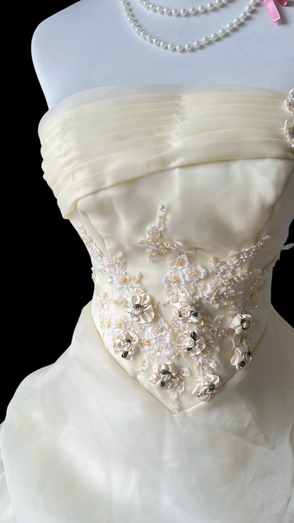 Robe de bal bustier violette en satin avec appliques, robe de soirée formelle J9413