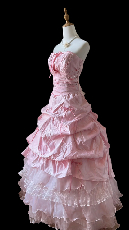 Robe de bal bustier violette en satin avec appliques, robe de soirée formelle J9413