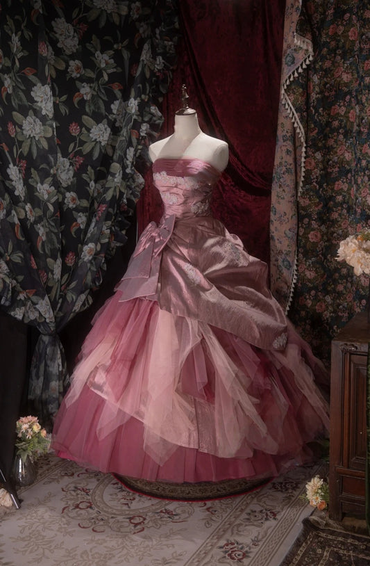 Strapless A Line Pink Birthday Dress Sweet 16 Quinceanera Dress  J10340