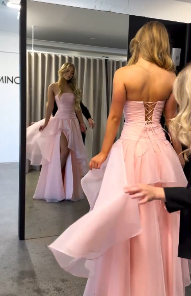 Trägerloses silbernes Vintage-Abendkleid, A-Linie, Geburtstagskleid J9370