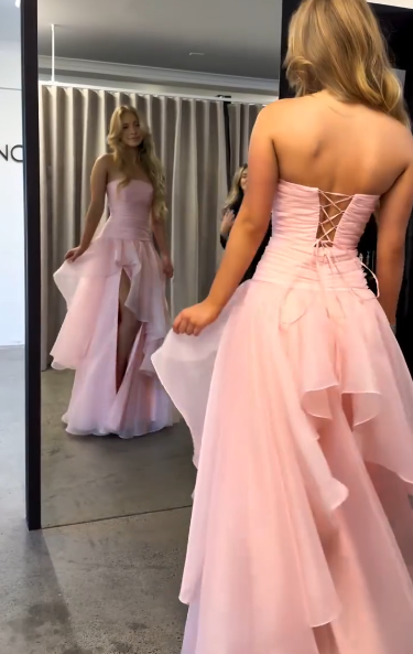 Trägerloses silbernes Vintage-Abendkleid, A-Linie, Geburtstagskleid J9370