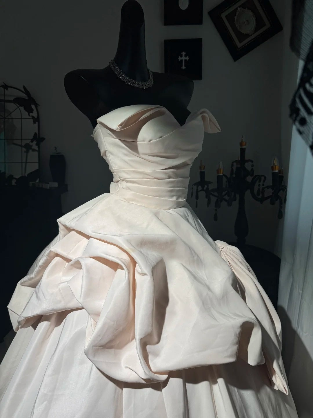 Robe de bal bustier violette en satin avec appliques, robe de soirée formelle J9413
