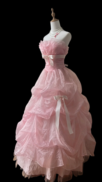 Robe de bal bustier violette en satin avec appliques, robe de soirée formelle J9413