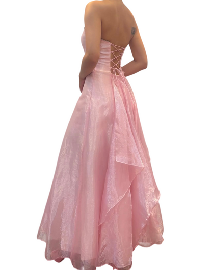 Robe de bal bustier violette en satin avec appliques, robe de soirée formelle J9413